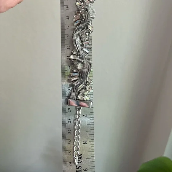 International Concepts Crystal & Snake Chain Twisted Flex Silver Bracelet By INC - Picture 8 of 8